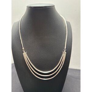 Sterling Silver Marked PRE 925 Italy Omega Layered Snake Chain Necklace Elegant